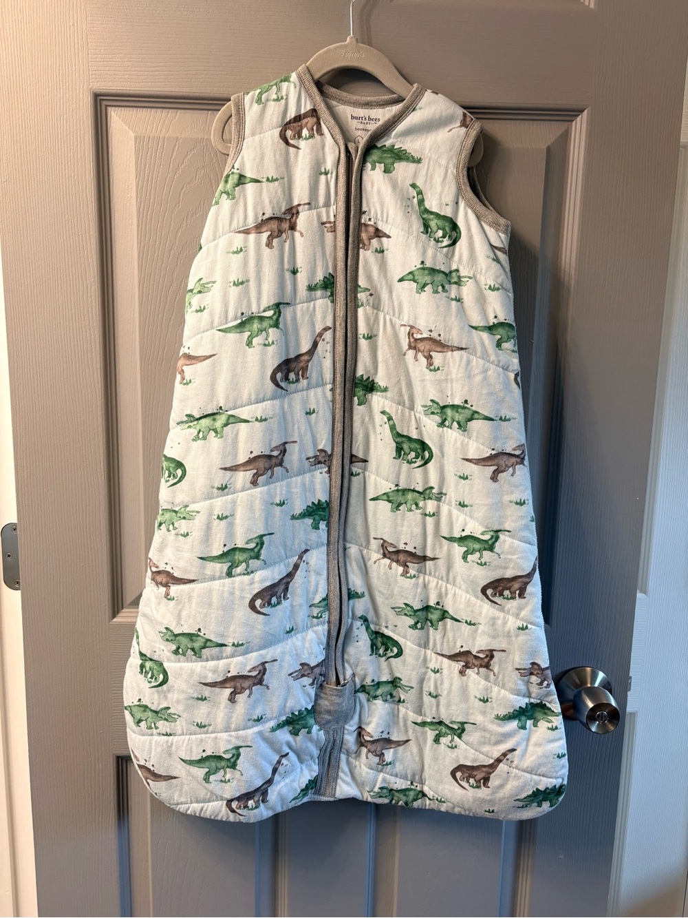 Burt's Bees Baby Green & White Dinosaur Quilted Sleep Sack